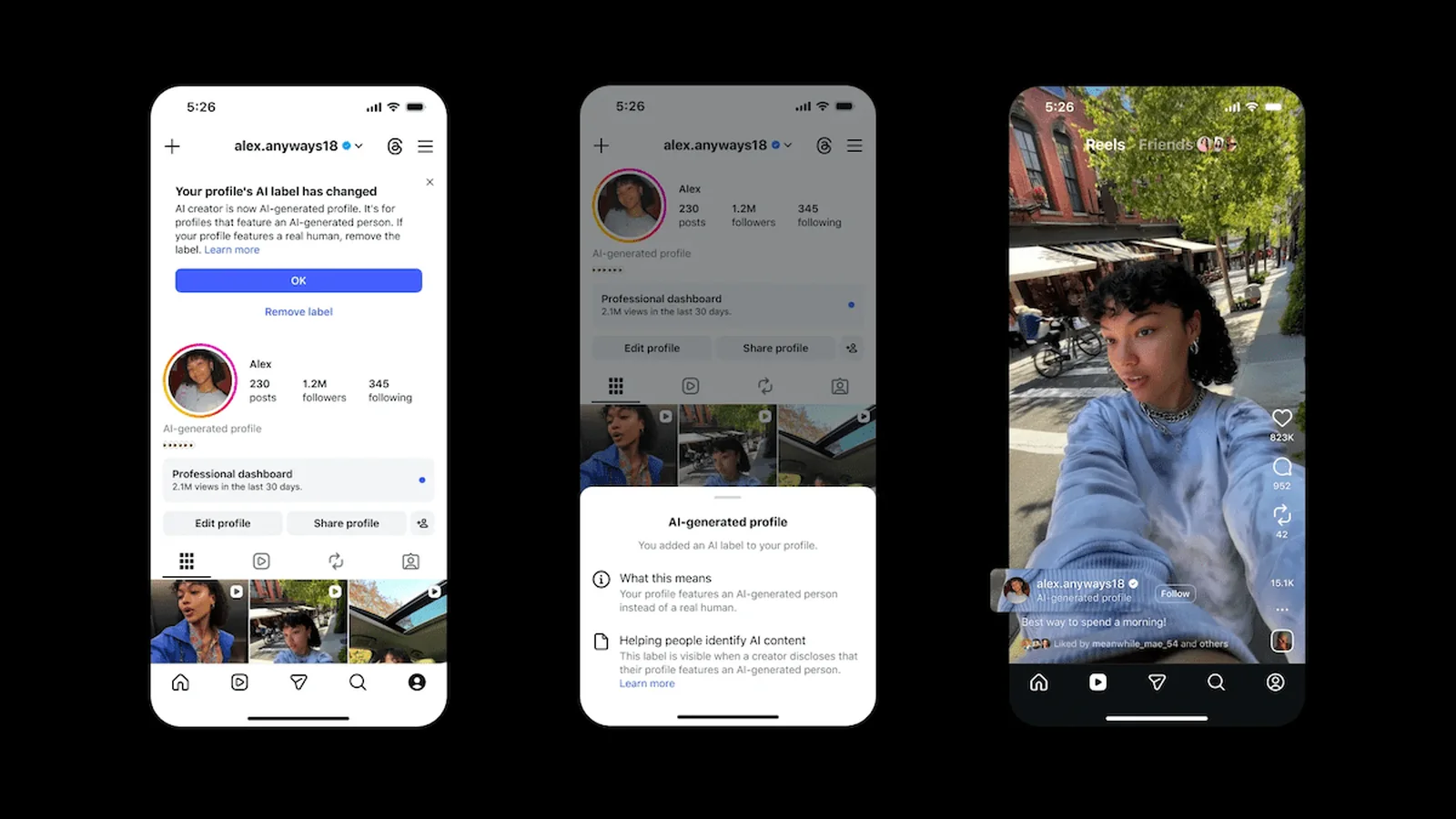 Instagram interface showing the new AI-generated profile disclosure label
