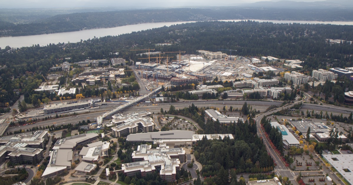 Microsoft Redmond campus during its redevelopment
