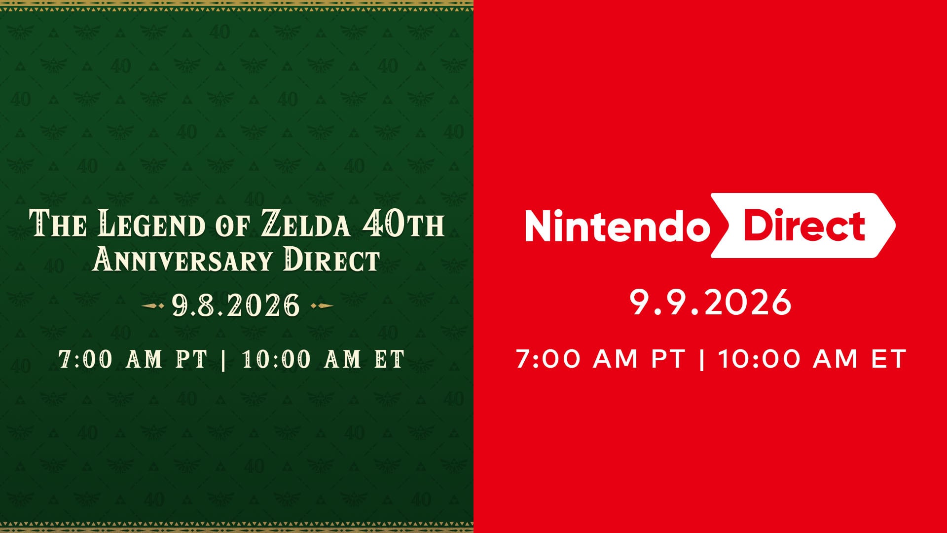 Official Nintendo Direct artwork for The Legend of Zelda 40th anniversary presentation